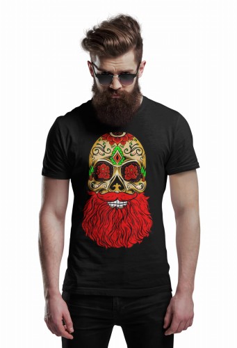 MĘSKA KOSZULKA DLA BRODACZA STYLOWA BRODA MEKSYKAŃSKA CZASZKA SUGAR SKULL 