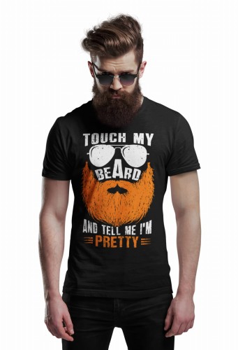 MĘSKA KOSZULKA DLA BRODACZA STYLOWA BRODA TOUCH MY BEARD AND TELL ME I'M PRETTY 