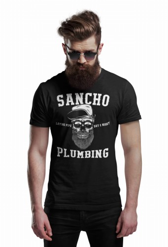 MĘSKA KOSZULKA DLA BRODACZA STYLOWA BRODA CZASZKA SKULL SANCHO PLUMBING 