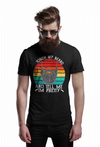 MĘSKA KOSZULKA DLA BRODACZA STYLOWA BRODA DOTKNIJ MOJEJ BRODY TOUCH MY BEARD AND TELL ME I'M PRETTY 