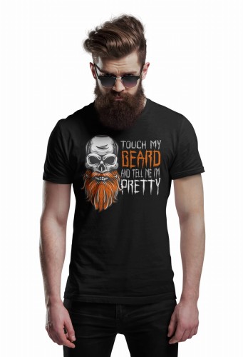 MĘSKA KOSZULKA DLA BRODACZA STYLOWA BRODA CZASZKA CZACHA TOUCH MY BEARD 