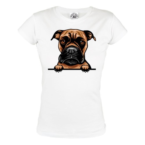 KOSZULKA DAMSKA Z PSEM DLA WIELBICIELKI PSÓW PIESEK BOKSER