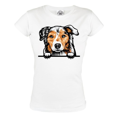 KOSZULKA DAMSKA Z PSEM DLA WIELBICIELKI PSÓW PIESEK OWCZAREK AUSTRALIJSKI 1