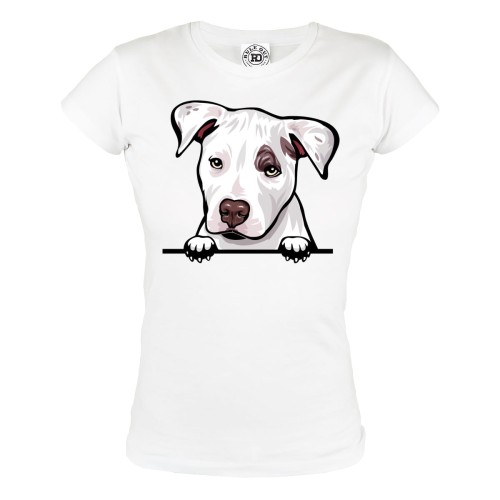 KOSZULKA DAMSKA Z PSEM DLA WIELBICIELKI PSÓW PIESEK PITBULL