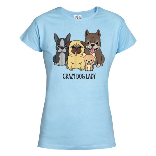 KOSZULKA DAMSKA Z PSAMI DLA WIELBICIELKI PSÓW CRAZY DOG LADY