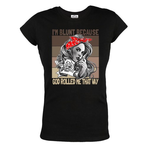 KOSZULKA DAMSKA DLA WIELBICIELKI TATUAŻY TATTOO GIRL I'M BLUNT BECAUSE GOD ROLLED ME THAT WAY PIN UP GIRL 1