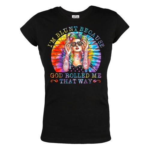 KOSZULKA DAMSKA DLA WIELBICIELKI TATUAŻY TATTOO GIRL I'M BLUNT BECAUSE GOD ROLLED ME THAT WAY 1