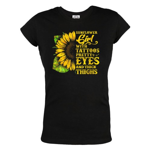 KOSZULKA DAMSKA DLA WIELBICIELKI TATUAŻY TATTOO GIRL SUNFLOWER GIRL WITH TATTOOS