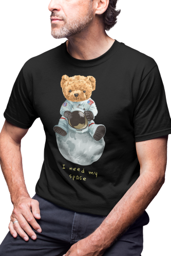 MĘSKA KOSZULKA Z MISIEM MIŚ ASTRONAUTA KSIĘŻYC KOSMOS I NEED MY SPACE