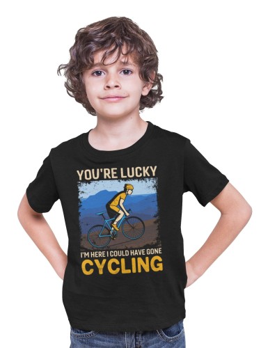 KOSZULKA DZIECIĘCA ROWEROWA NA ROWER ROWERZYSTA YOU'RE LUCKY I'M HERE 