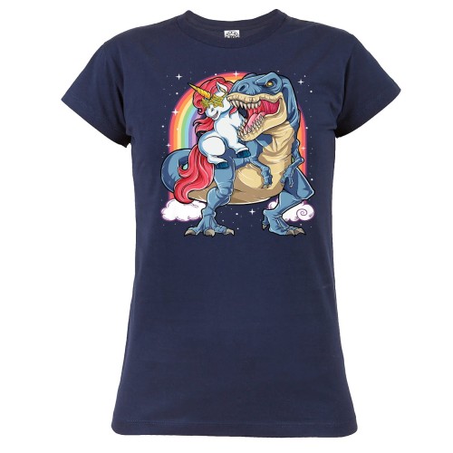 KOSZULKA DAMSKA Z JEDNOROŻCEM UNICORN DABBING JEDNOROŻEC I DINOZAUR TĘCZA 1