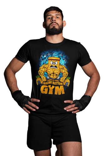 KOSZULKA NA SIŁOWNIĘ PODNOSZENIE CIĘŻARÓW SZTANGA BIKINI BOTTOM GYM TRENING SPONGEBOB 