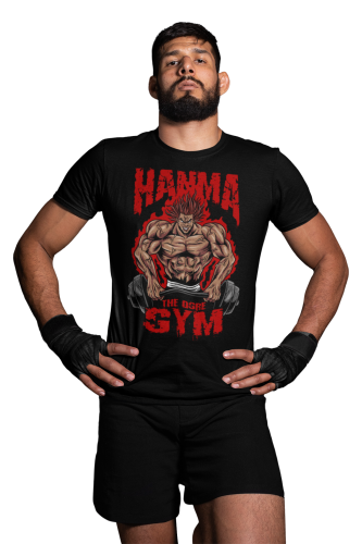 KOSZULKA NA SIŁOWNIĘ PODNOSZENIE CIĘŻARÓW SZTANGA GYM TRENING ANIME HANMA THE OGRE 