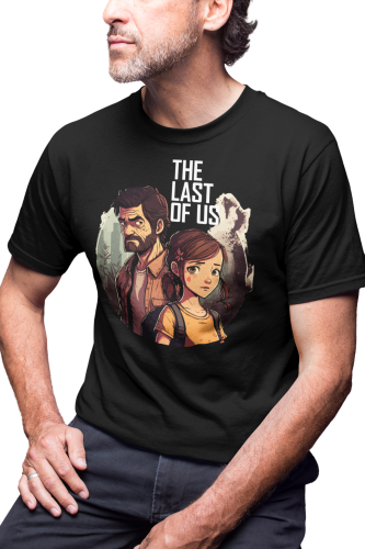 KOSZULKA MĘSKA SERIALOWA SERIAL THE LAST OF US POSTACIE JOEL I ELLIE GRA 