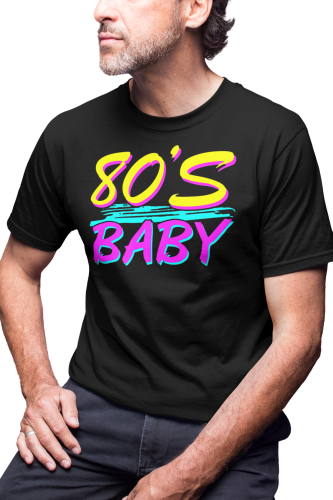 KOSZULKA MĘSKA RETRO VINTAGE LATA 80. OLD SCHOOL 80'S BABY 