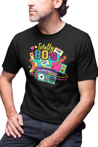 KOSZULKA MĘSKA RETRO VINTAGE LATA 80. OLD SCHOOL TOTALLY 80'S BOOMBOX KASETY 