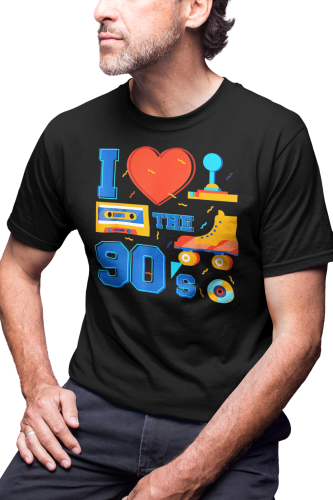 KOSZULKA MĘSKA RETRO VINTAGE LATA 90. OLD SCHOOL I LOVE THE 90'S WROTKI KASETA 