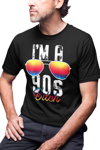 KOSZULKA MĘSKA RETRO VINTAGE URODZONY W LATACH 90. OLD SCHOOL OKULARY I'M A 90'S BITCH