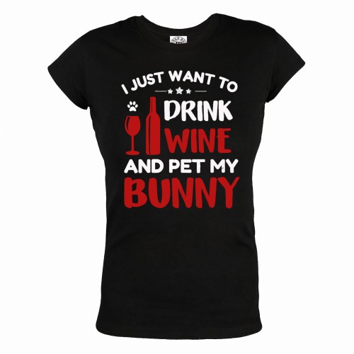 KOSZULKA DAMSKA NA WIELKANOC WINO I JUST WANT TO DRINK WIINE AND PET MY BUNNY 1