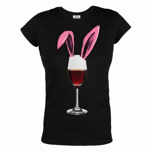 KOSZULKA DAMSKA NA WIELKANOC KIELISZEK Z WIINEM KRÓLICZE USZY BUNNY EARS 1