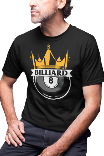KOSZULKA MĘSKA BILARDOWA BILARD KRÓL BILARDA CZARNA BILA ÓSEMKA POOL BILLIARD KING 