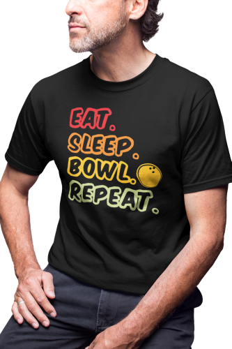 KOSZULKA MĘSKA BOWLINGOWA BOWLING NA KRĘGLE KRÓL BOWLINGU EAT SLEEP BOWL REPEAT 