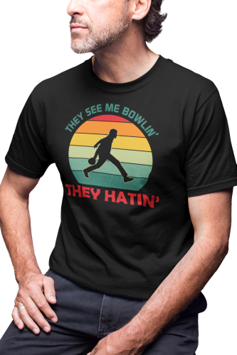 KOSZULKA MĘSKA BOWLINGOWA BOWLING NA KRĘGLE KRÓL BOWLINGU THEY SEE ME BOWLIN' THEY HATIN' 