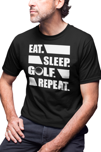 KOSZULKA MĘSKA NA GOLFA GOLFISTA KRÓL GOLFA EAT SLEEP GOLF REPEAT 
