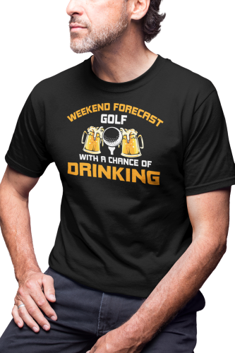 KOSZULKA MĘSKA NA GOLFA GOLFISTA KRÓL GOLFA WEEKEND FORECAST GOLF & BEER 