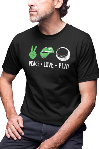 KOSZULKA MĘSKA NA GOLFA GOLFISTA KRÓL GOLFA PEACE LOVE PLAY 