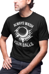 KOSZULKA MĘSKA NA GOLFA Z ZABAWNYM NADRUKIEM GOLFISTA KRÓL GOLFA ALWAYS WASH YOUR BALLS