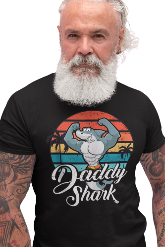 KOSZULKA MĘSKA PREZENT NA DZIEŃ OJCA DLA TATY DADDY SHARK SIŁACZ 