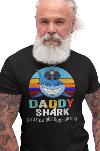 KOSZULKA MĘSKA PREZENT NA DZIEŃ OJCA DLA TATY POLICJANTA DADDY SHARK POLICJANT 