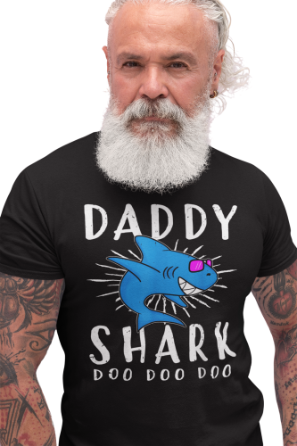 KOSZULKA MĘSKA PREZENT NA DZIEŃ OJCA DLA TATY DADDY SHARK RÓŻOWE OKULARY 