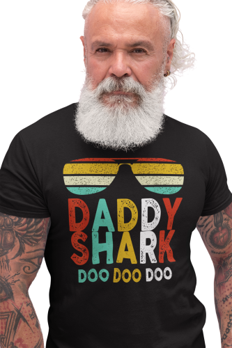 KOSZULKA MĘSKA PREZENT NA DZIEŃ OJCA DLA TATY DADDY SHARK SŁONECZNE OKULARY 