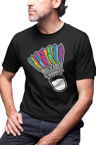 KOSZULKA MĘSKA GRA BADMINTON DO BADMINTONA SPORT LOTKA KOLOROWE PIÓRA 