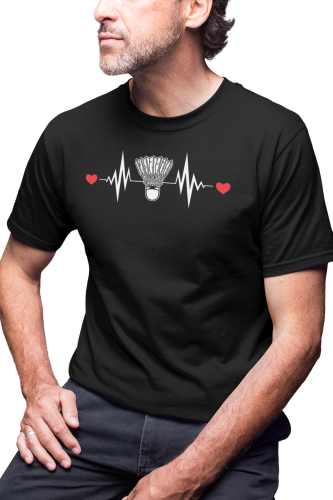 KOSZULKA MĘSKA GRA BADMINTON DO BADMINTONA SPORT LOTKA HEARTBEAT BICIE SERCA LINIA ŻYCIA 
