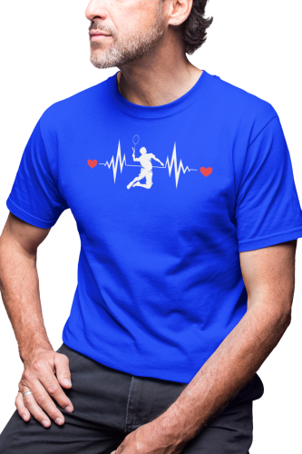 KOSZULKA MĘSKA GRA BADMINTON DO BADMINTONA SPORT BICIE SERCA EKG HEARTBEAT 