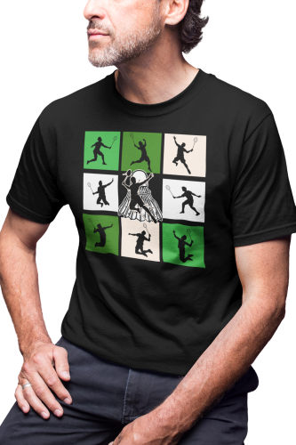 KOSZULKA MĘSKA GRA BADMINTON DO BADMINTONA SPORT RAKIETA LOTKA 