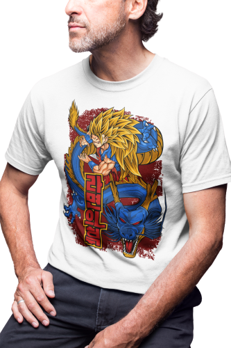 MĘSKA KOSZULKA DRAGON BALL Z MANGA ANIME SON GOKU SUPER SAIYANIN BOSKI SMOK SHEN LONG 