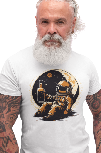 KOSZULKA MĘSKA WHISKY WHISKEY KOSMOS KOSMONAUTA ASTRONAUTA KSIĘŻYC NIEBO 