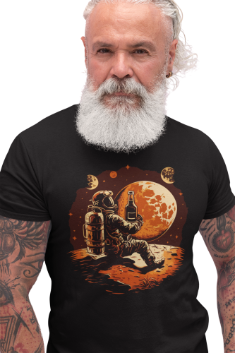 KOSZULKA MĘSKA  WHISKY WHISKEY KOSMOS KOSMONAUTA ASTRONAUTA SPACE PLANETY 