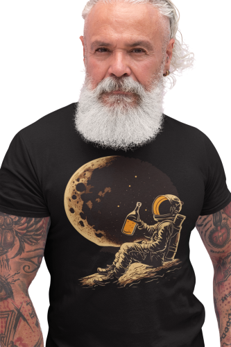 KOSZULKA MĘSKA  WHISKY WHISKEY ALKOHOL KOSMOS KOSMONAUTA ASTRONAUTA KSIĘŻYC 