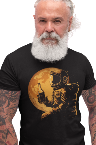 KOSZULKA MĘSKA  WHISKY WHISKEY ALKOHOL KOSMOS KOSMONAUTA ASTRONAUTA KSIĘŻYC 