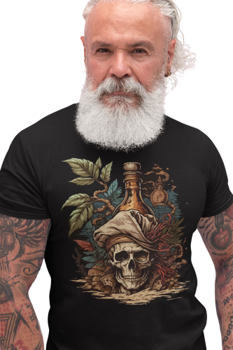 KOSZULKA MĘSKA BUTELKA RUM ALKOHOL CZASZKA SKULL PIRAT DARK RUM CIEMNY RUM 