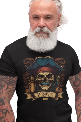 KOSZULKA MĘSKA BUTELKA RUM ALKOHOL CZASZKA SKULL PIRAT DARK RUM PIRATE 