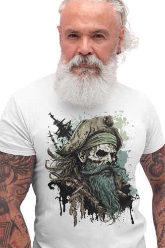 KOSZULKA MĘSKA CZASZKA SKULL PIRAT Z BRODĄ DARK PIRATE