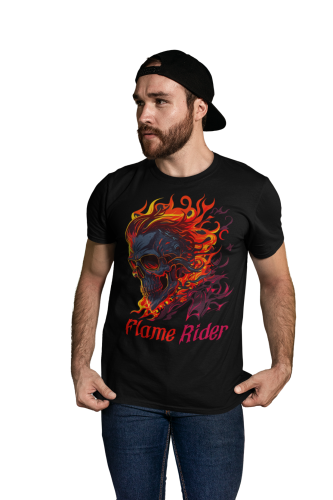 KOSZULKA MOTO MOTORYZACYJNA MOTOCYKL CZASZKA SKULL FLAME RIDER