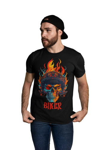 KOSZULKA MOTO MOTORYZACYJNA MOTOCYKL CHOPPER CZASZKA CZACHA SKULL FIRE BIKER