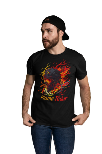 KOSZULKA MOTO MOTORYZACYJNA MOTOCYKL CZASZKA CZACHA SKULL FLAME RIDER 544